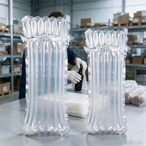 Air column bags compared with bubble wrap for fragile product protection